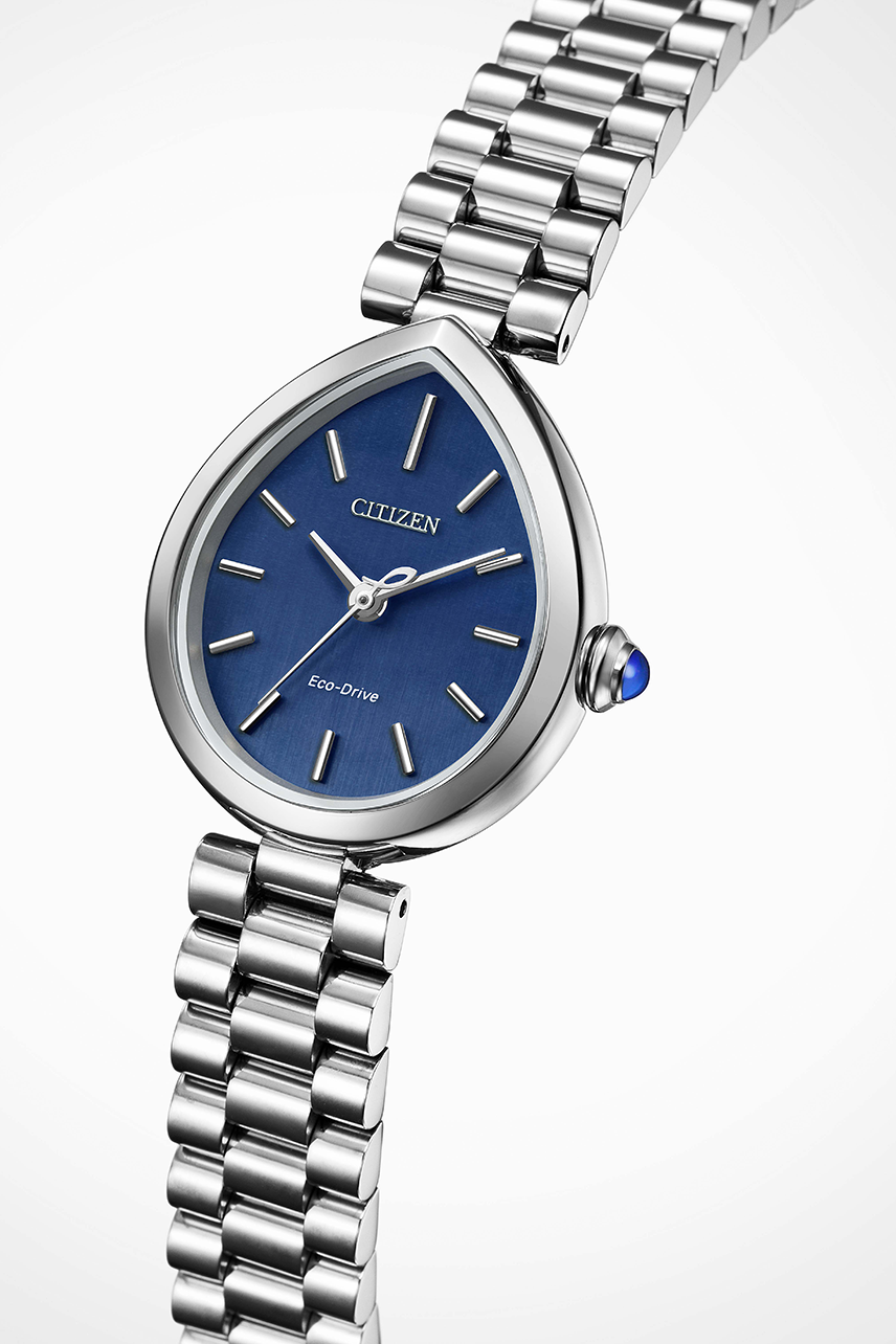 Citizen EM1201-52L Rainell Eco-Drive women's watch angled three-quarter view