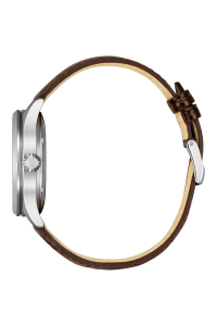 Citizen Mechanical NH8410-08B cream dial brown leather close-up view