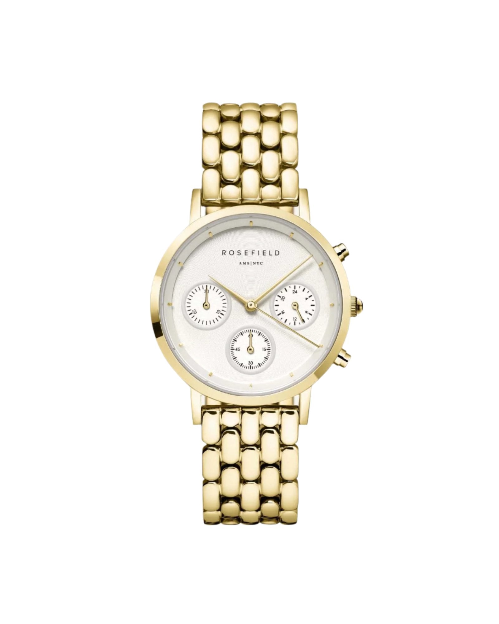 Rosefield Gabby 33mm White Dial Gold Stainless Steel Watch NWG-N90