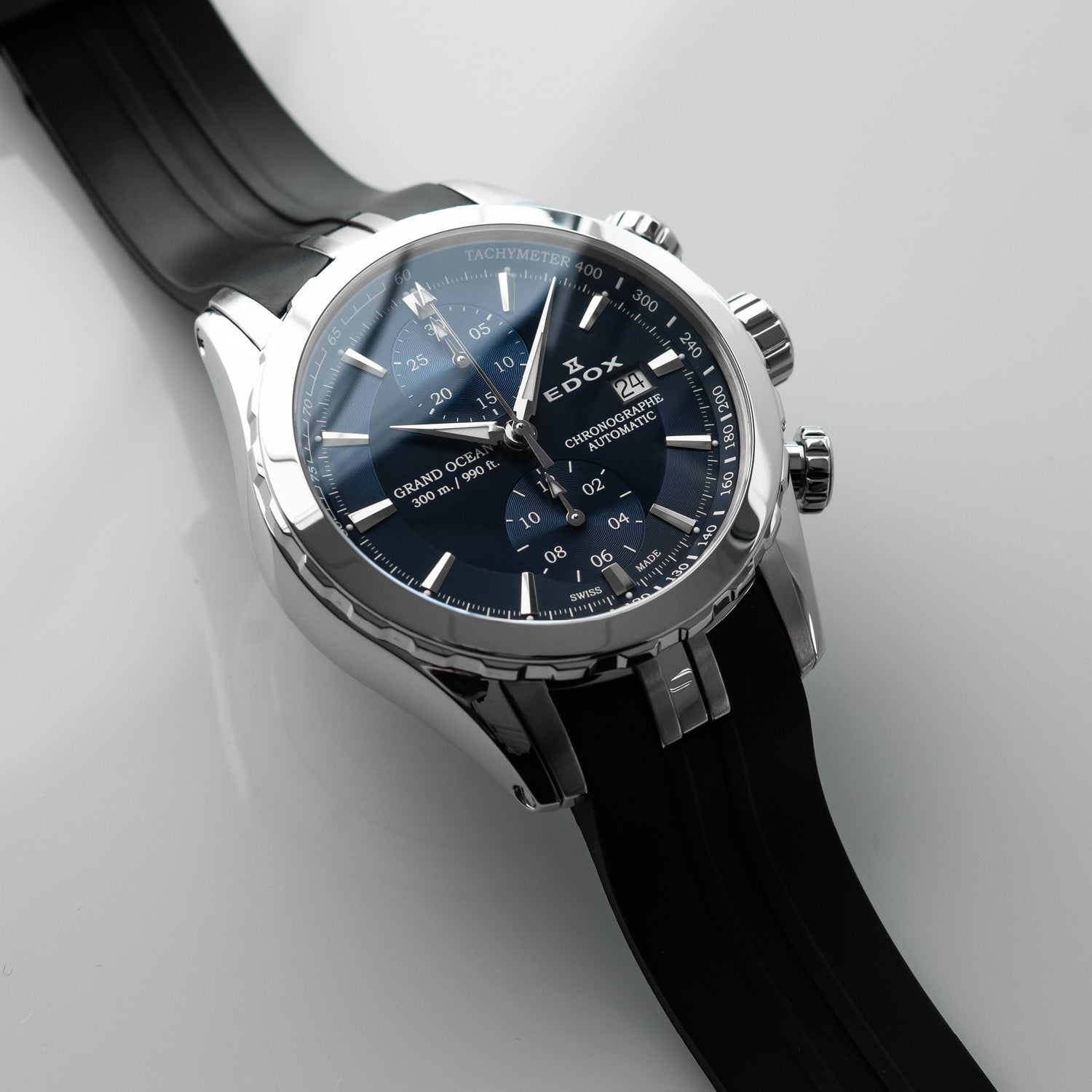 Edox Grand Ocean Chronograph Automatic Watch for Men Luxury