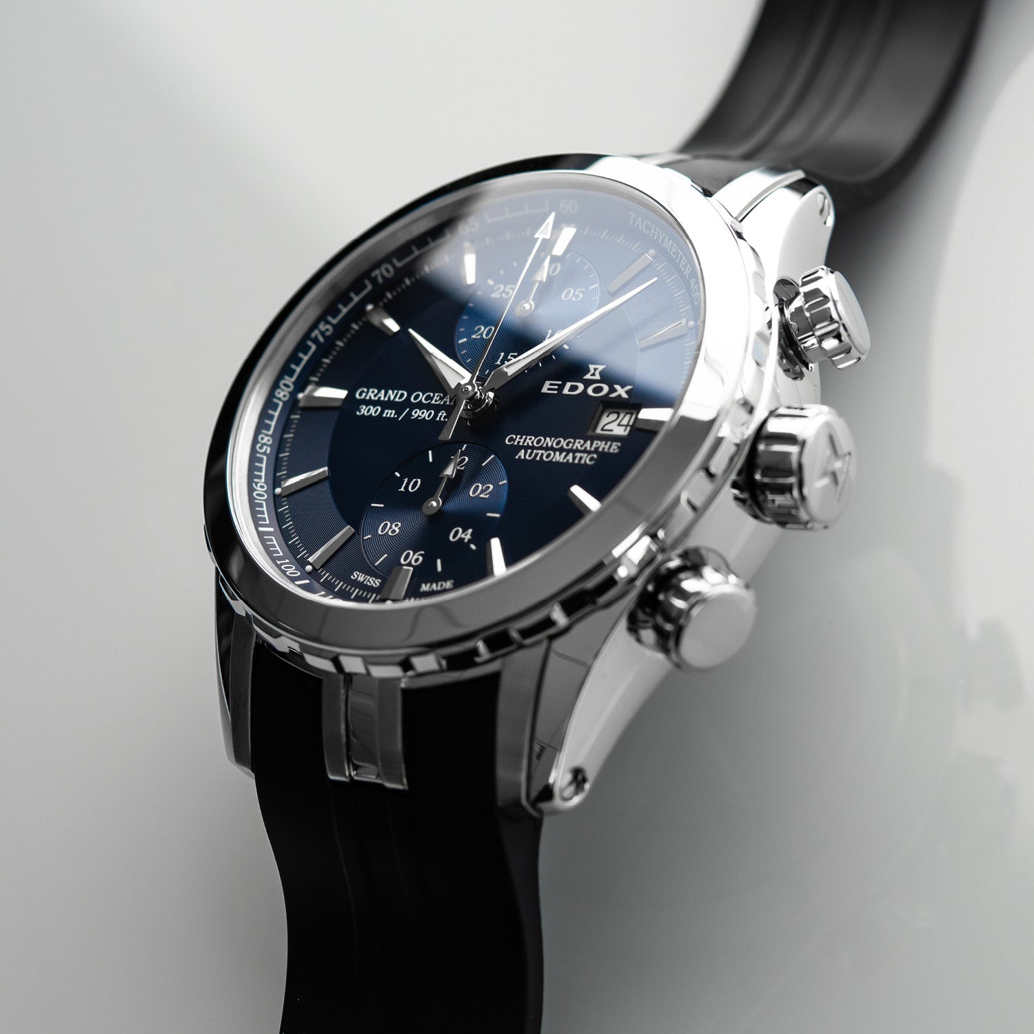 Edox Grand Ocean Chronograph Automatic Watch for Men Luxury