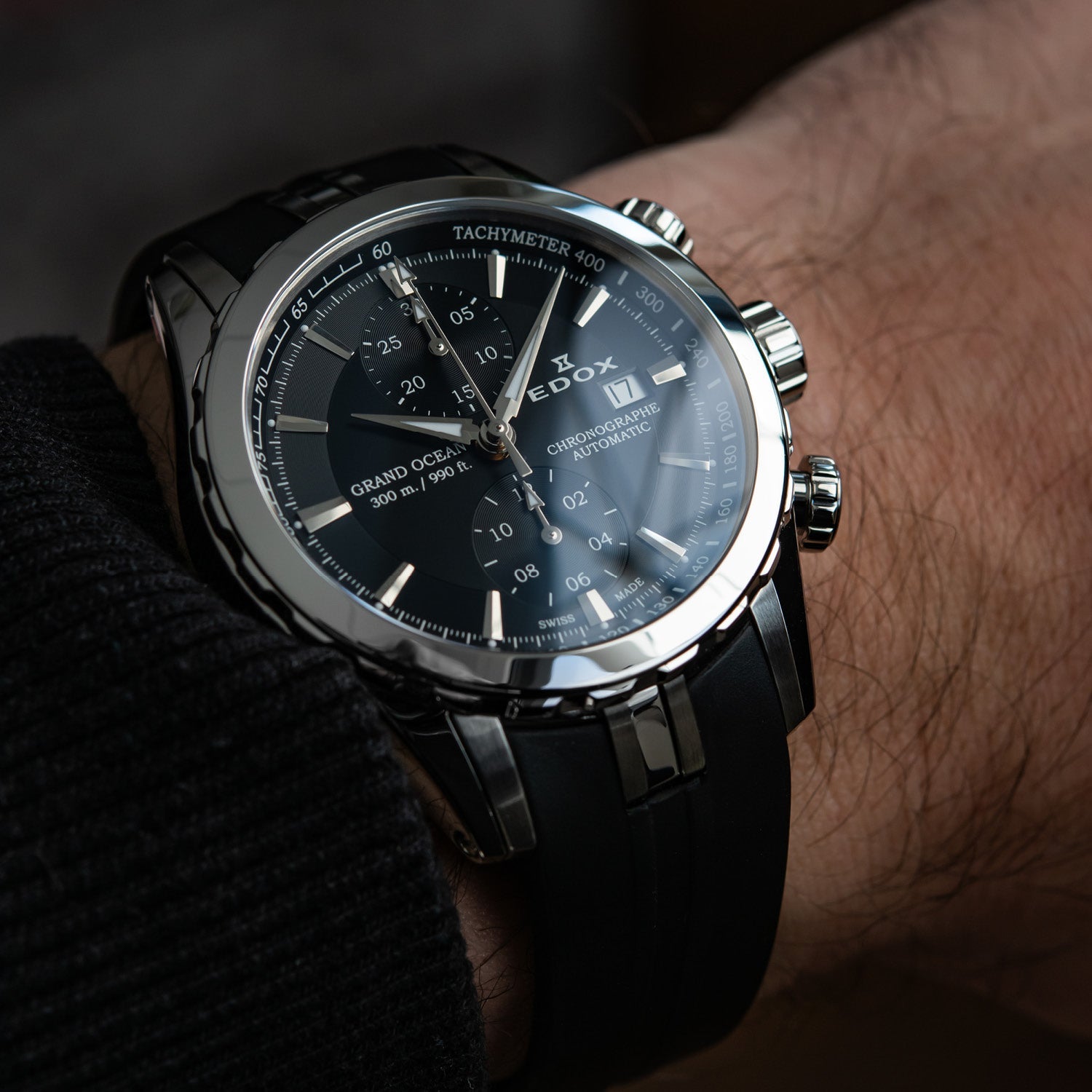 Edox Grand Ocean Automatic Chronograph Watch for Men Luxury