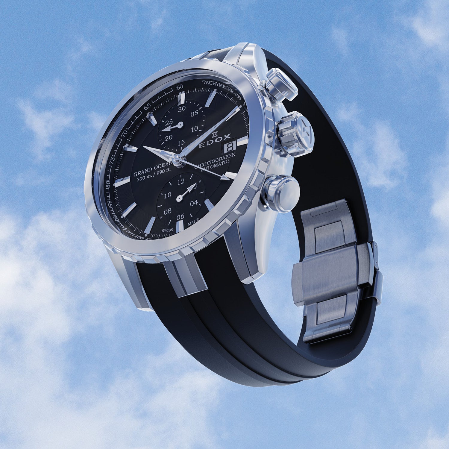 Edox Grand Ocean Automatic Chronograph Watch for Men Luxury