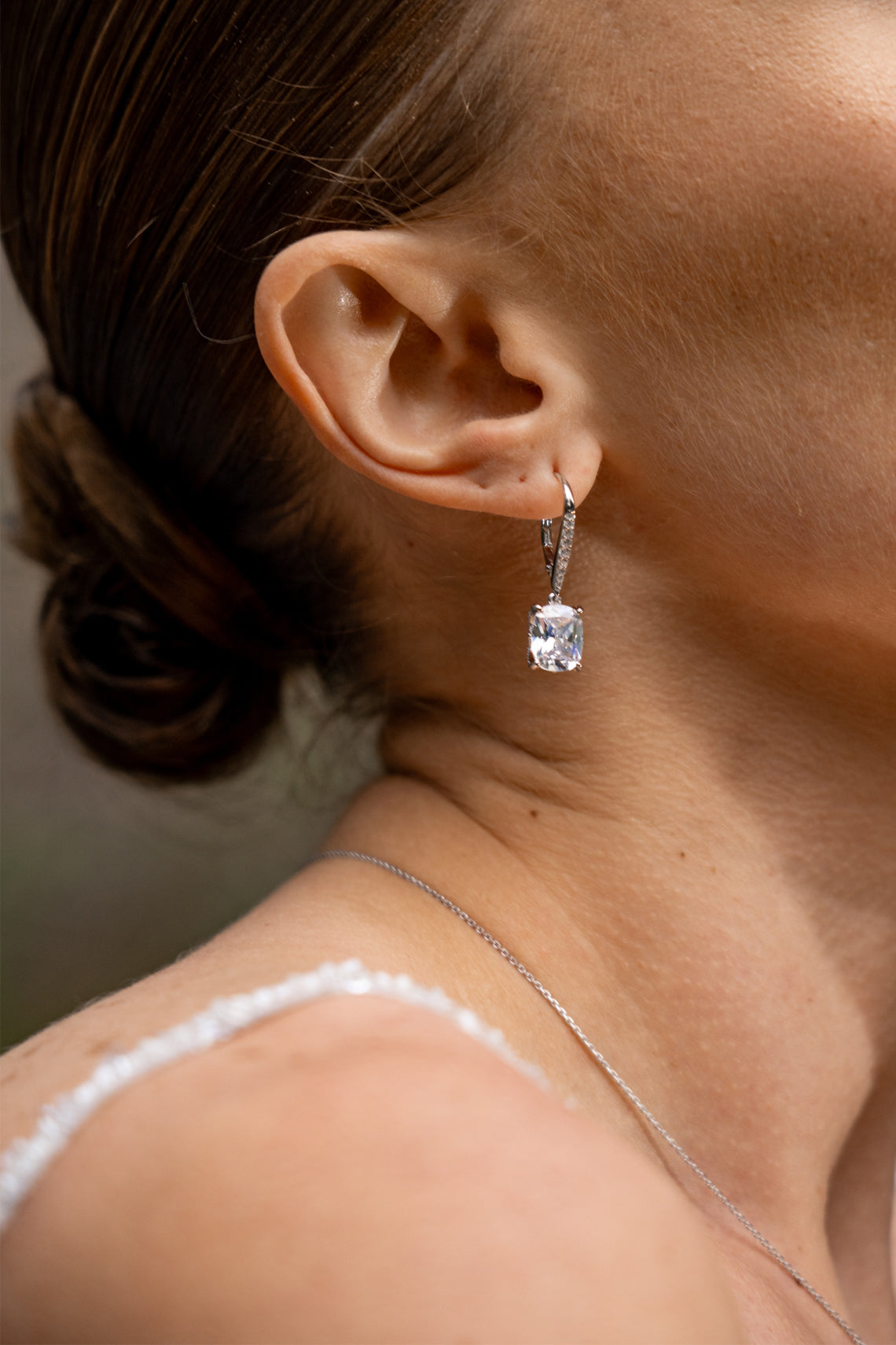 SYDNEY SOIRÉE ELAINE CUSHION CUT DROP EARRINGS SILVER