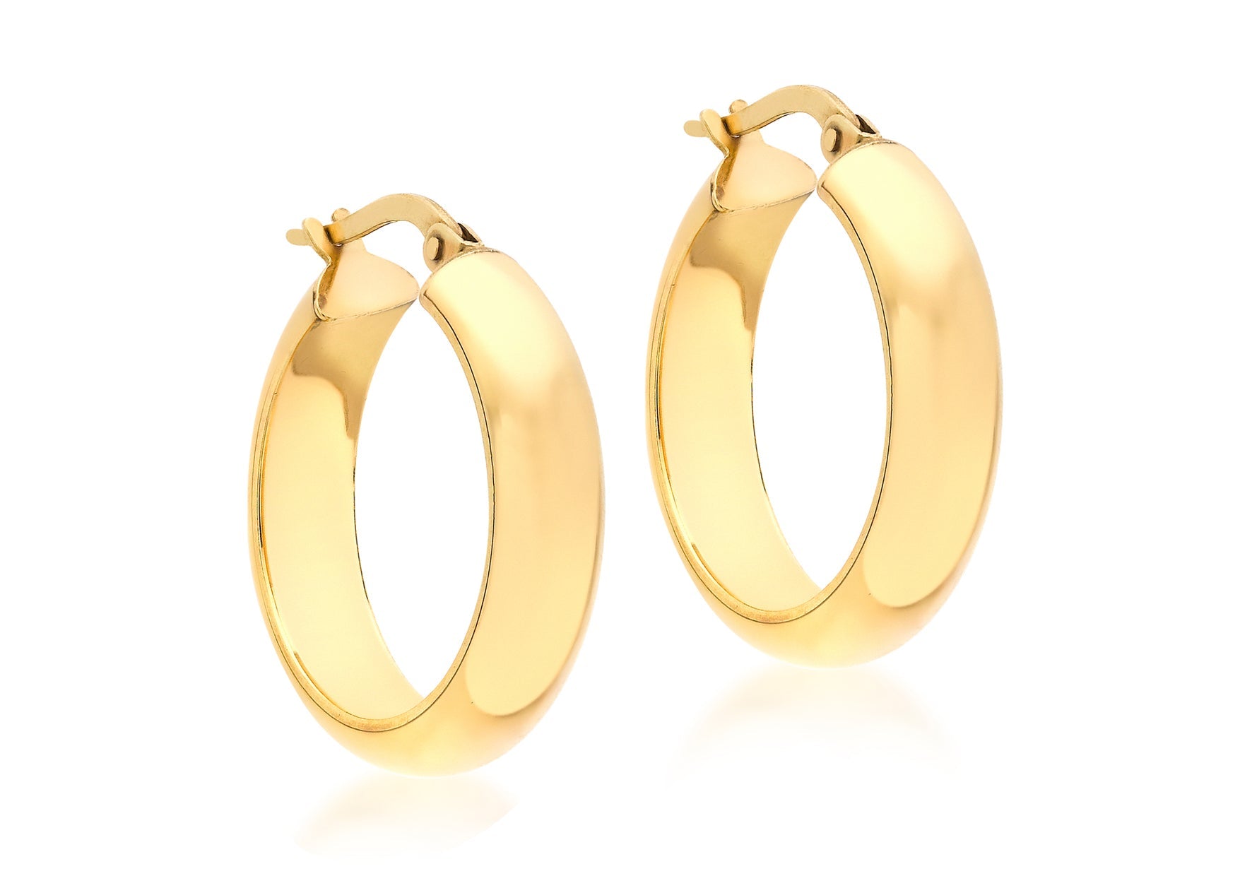 9K Yellow Gold Creole Hoop Earrings 15mm Stylish Contemporary Look