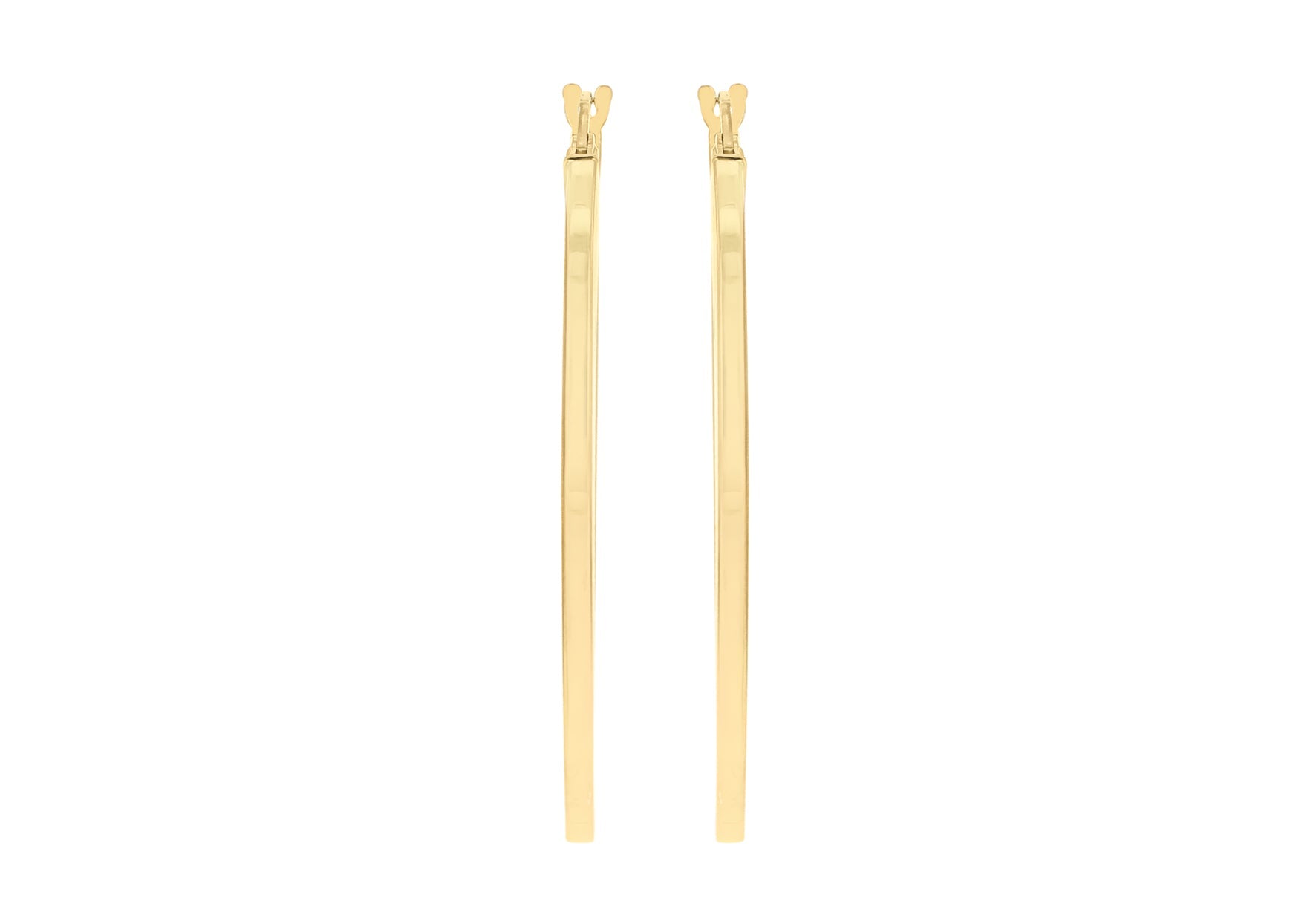 9K Yellow Gold Flat Oval Hoops Stylish Contemporary Earrings For Women