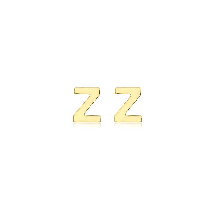 9K Yellow Gold Mini Initial Z Stud Earrings for Personalized Style