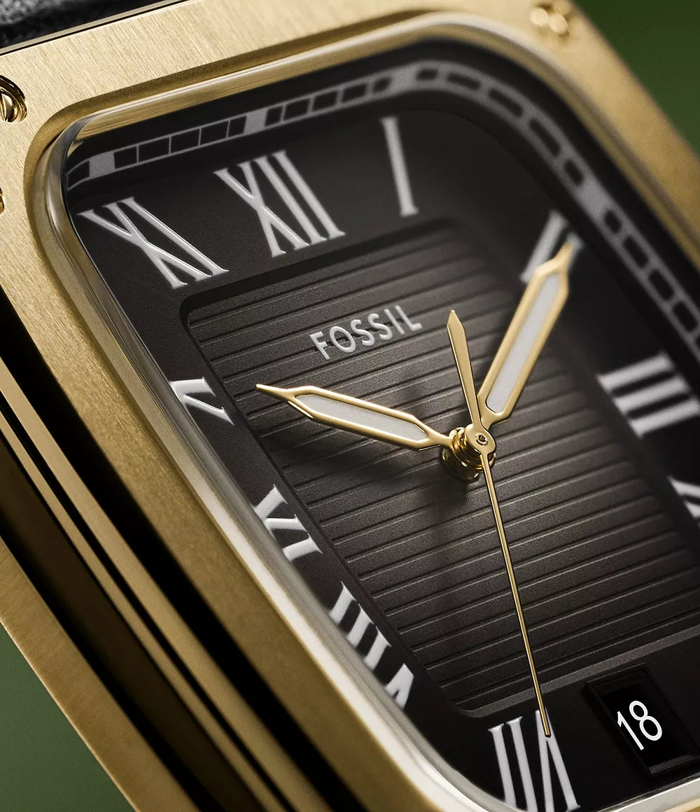 Fossil Crosby Three Hand Black Leather Watch FS6151