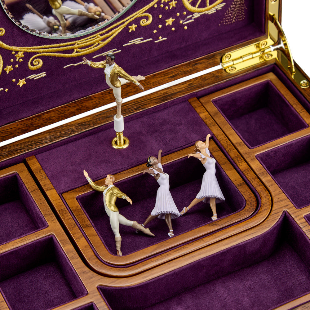 Wolf Ballet Musical Jewellery Box - Cinderella Walnut Wood