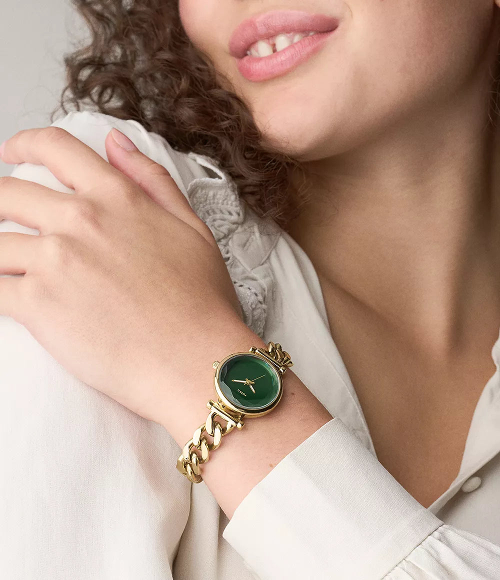 Fossil Carlie Three Hand Gold Stainless Steel Watch ES5441