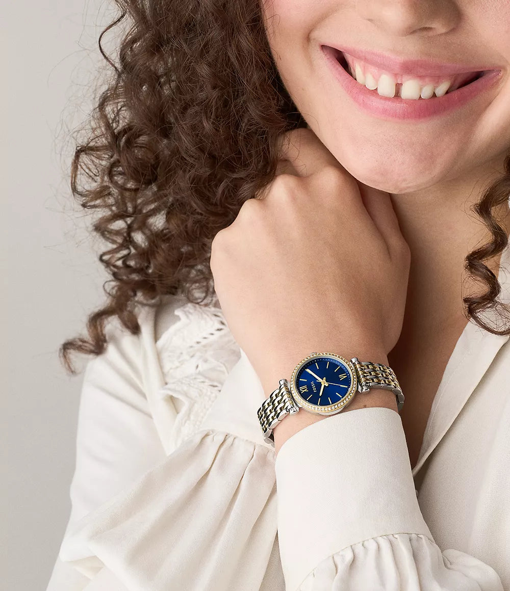 Fossil Carlie Three Hand Two Tone Stainless Steel Watch ES5438