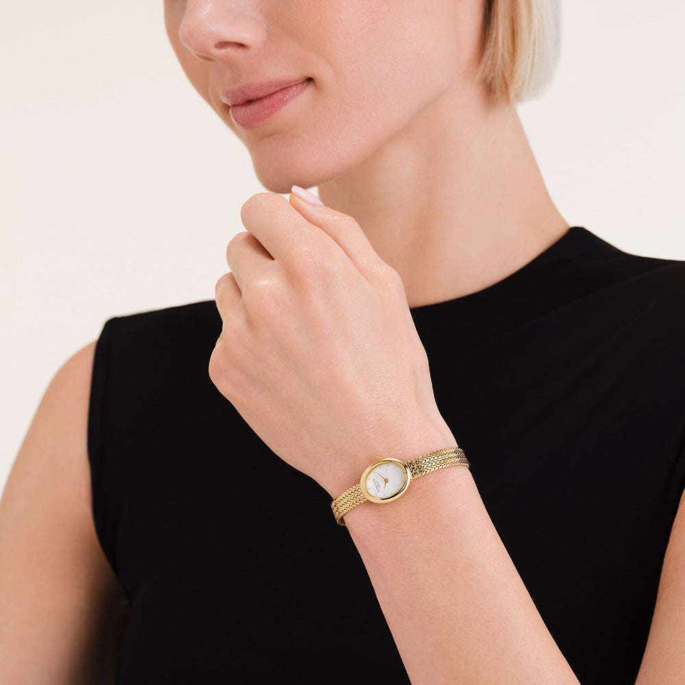 Rosefield Mini Oval Mother of Pearl Dial Stainless Steel Watch MWGMG-M02