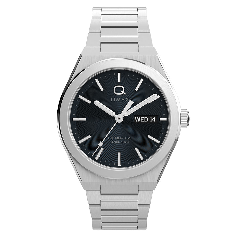 Timex Q Continental Stainless Steel Black Dial Watch TW2Y25000