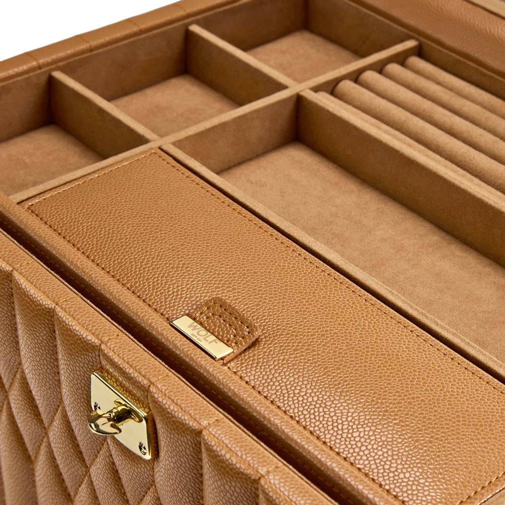 Wolf Lauren Large Jewellery Box in caramel recycled vegan leather — view 4