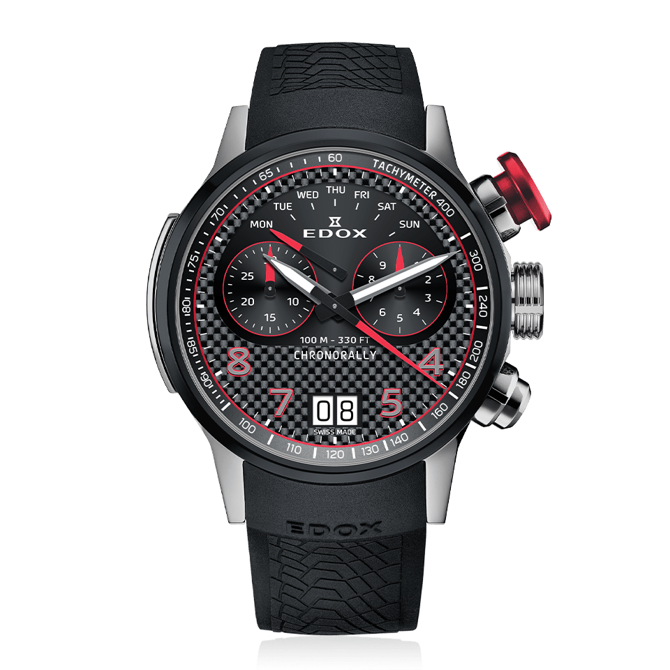 Edox Chronorally Chronograph Mens Sport Watch Swiss Precision 52mm