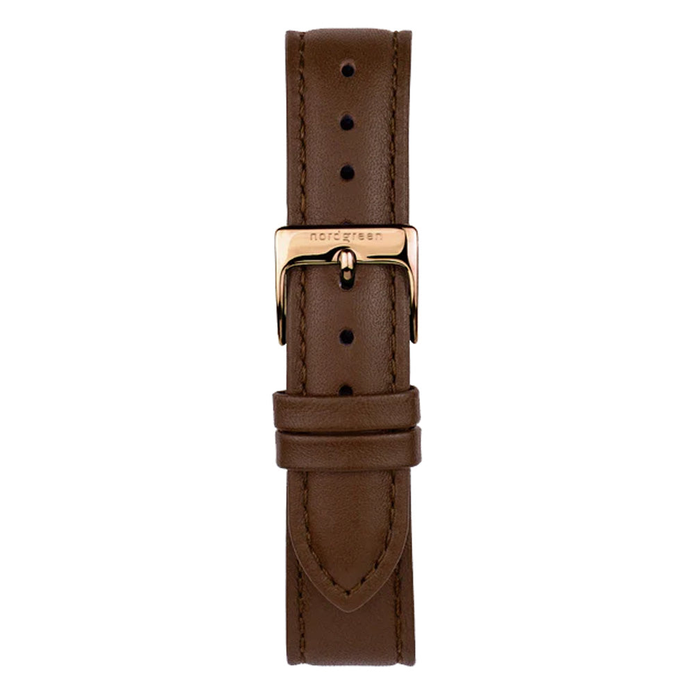 Nordgreen Native 32mm Rose Gold Case Brown Leather Strap Watch