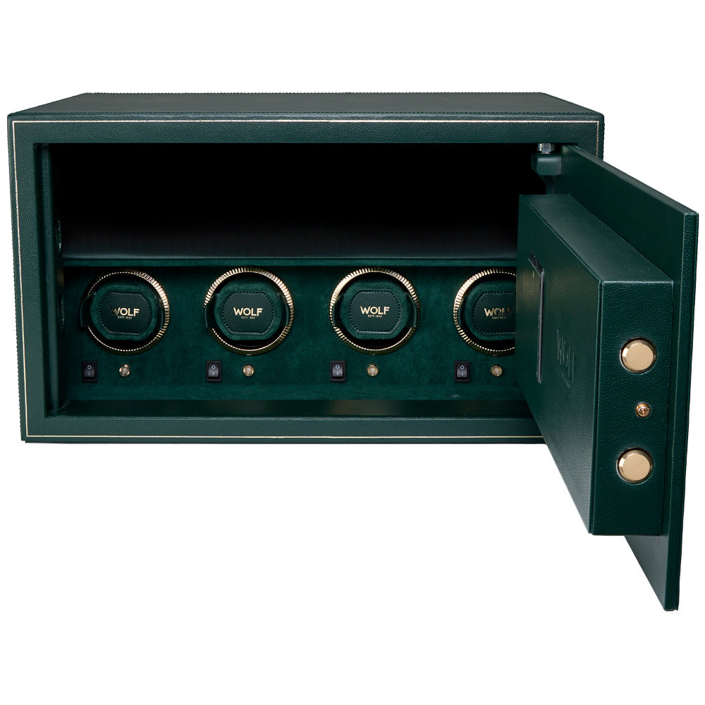 Wolf The Den 4 Piece Watch Winder Safe With Biometric Lock Storage