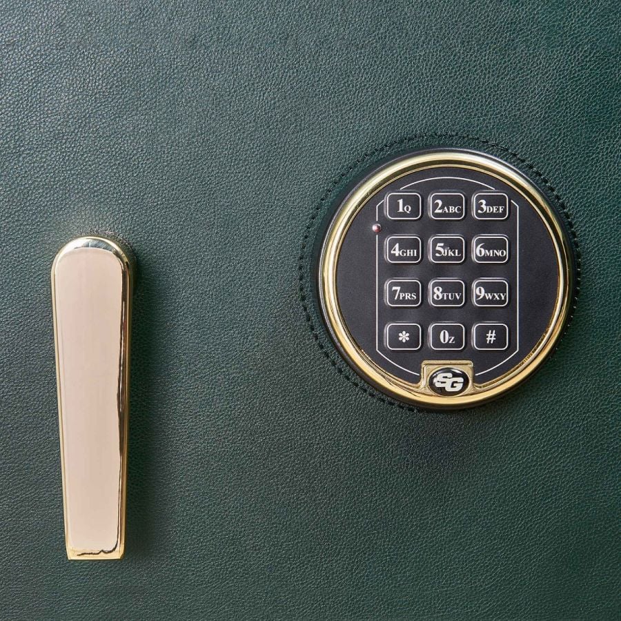 WOLF Athos 12 Piece Watch Winder and Jewellery Safe Green