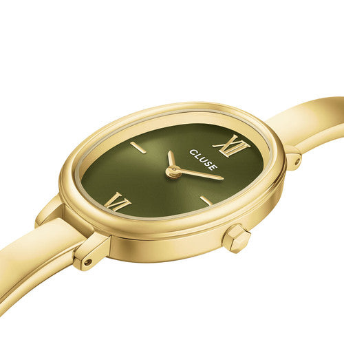 CLUSE L'Ovale Stainless Steel Olive Dial Gold Band Women's Watch CW16103