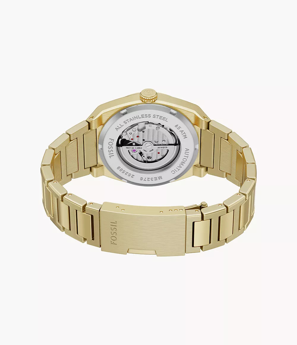Fossil Everett Automatic Gold Stainless Steel Watch ME3276