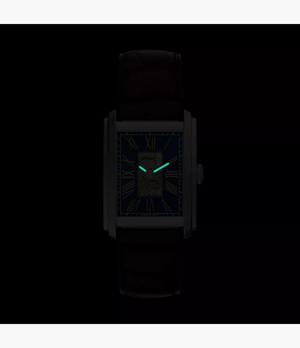 Fossil Carraway Automatic Brown Croco Leather Watch ME3273