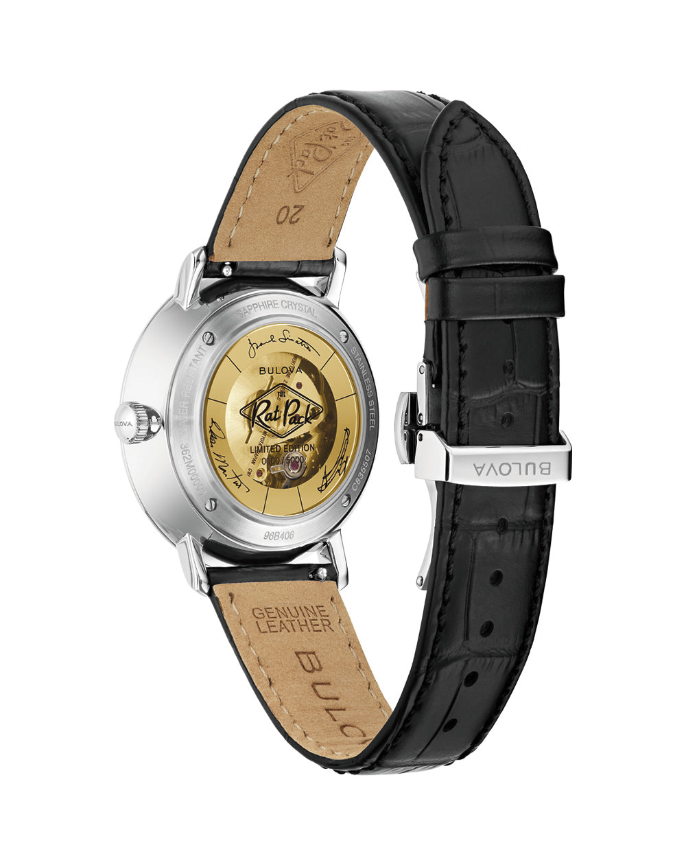 Bulova Limited Edition Frank Sinatra Rat Pack Black Leather Watch 96B406 - Watch