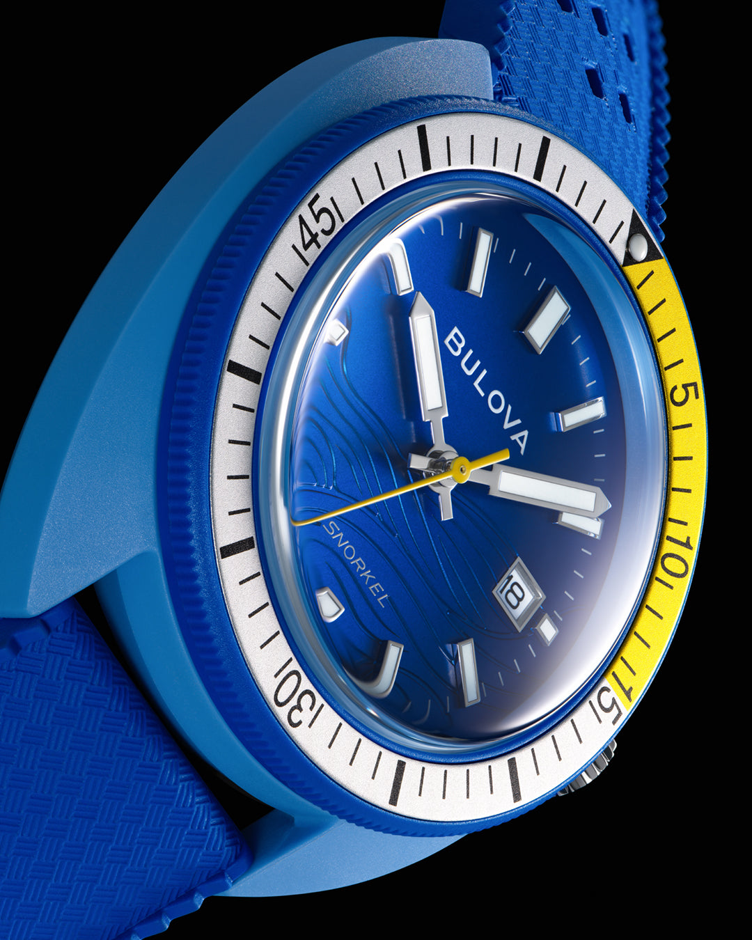 Bulova Snorkel Blue Dial Rubber Strap Watch 98B445