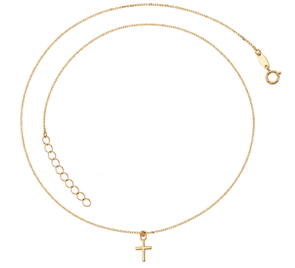 Fine Gold 9K Yellow Gold Dainty Cross Necklace 40-45cm 9YN0532 9YN0532 front packshot