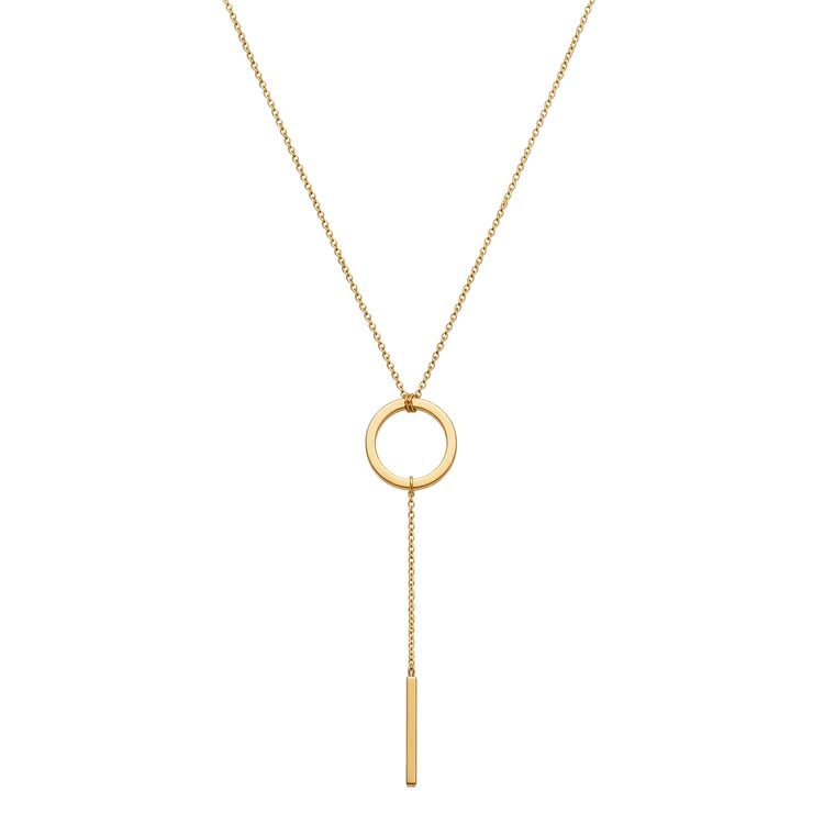 9K Yellow Gold Circle & Bar 'Y' Necklace 40-45cm