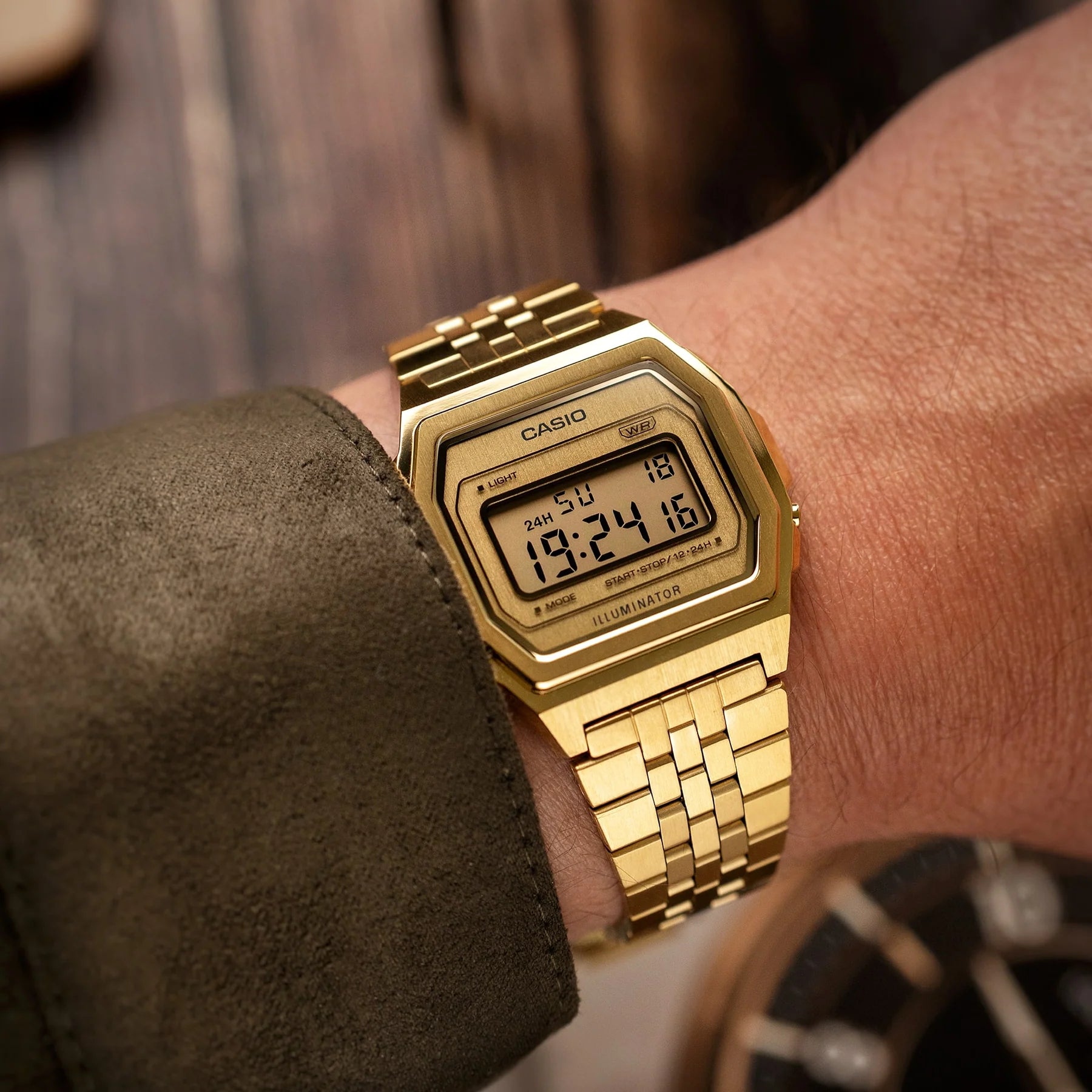 Casio Vintage Gold Stainless Steel Band Watch A1000G-9D