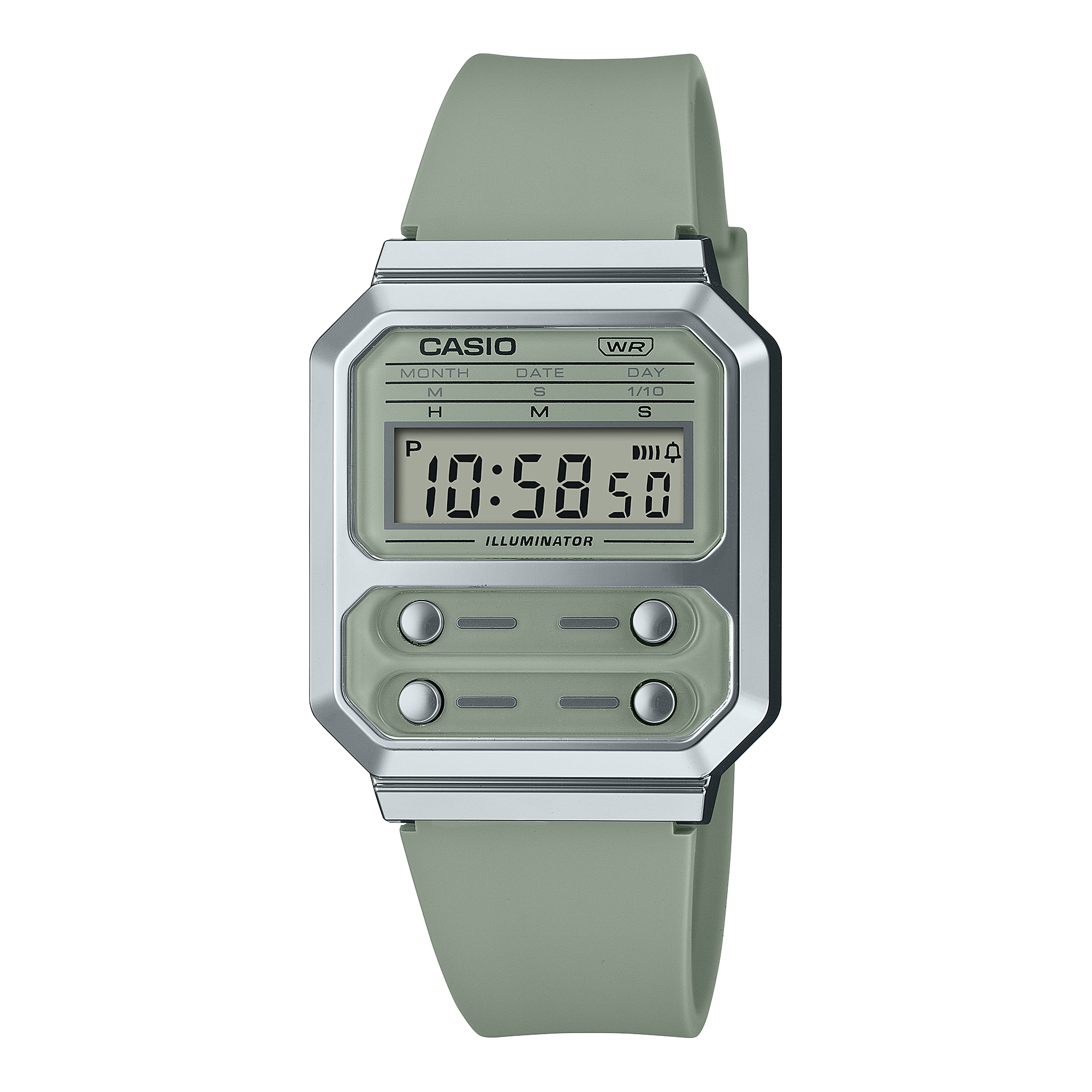 Casio Vintage Green Resin Band Watch A100WEF-3A