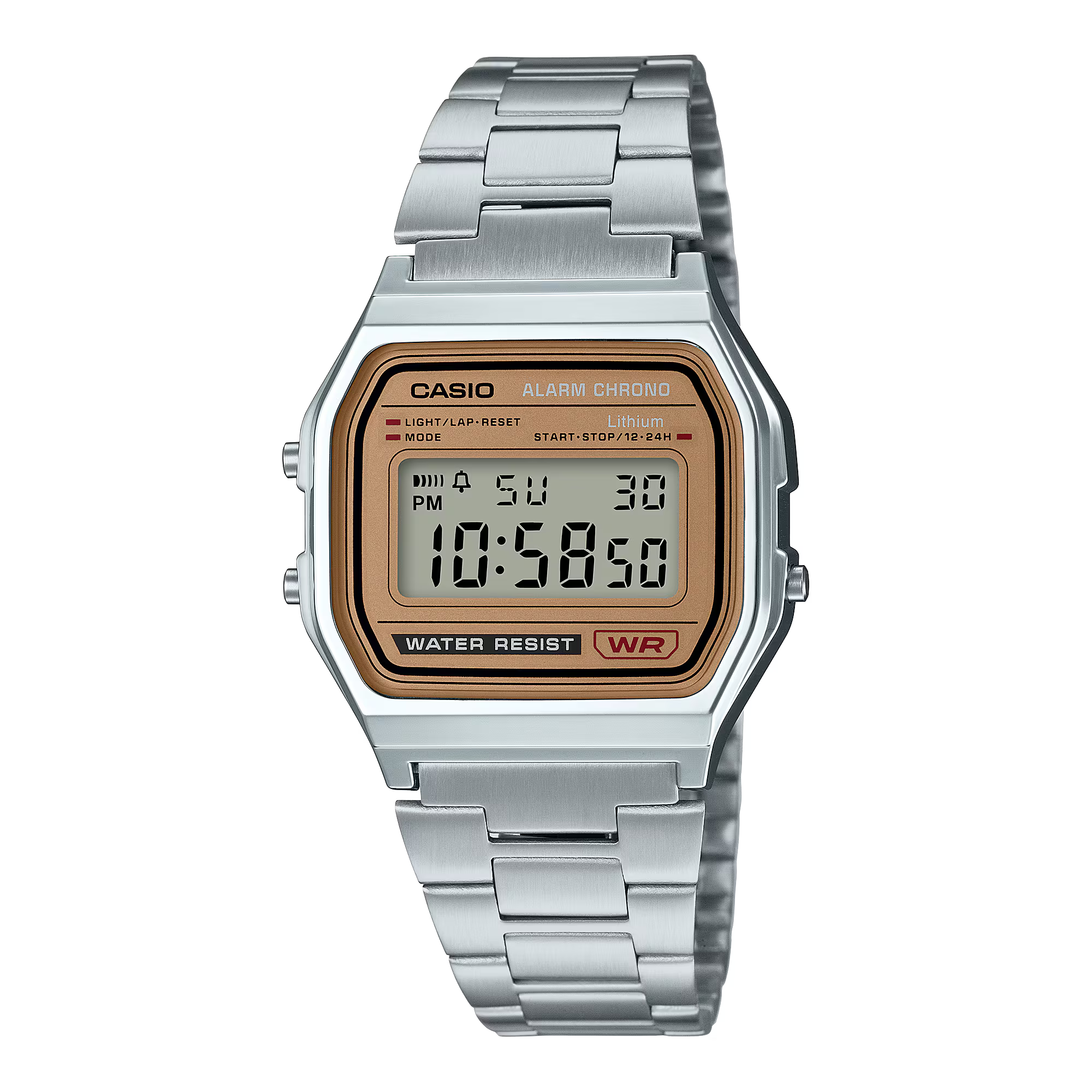 Casio Stainless Steel Digital Brown Dial Watch A158WEA-9D