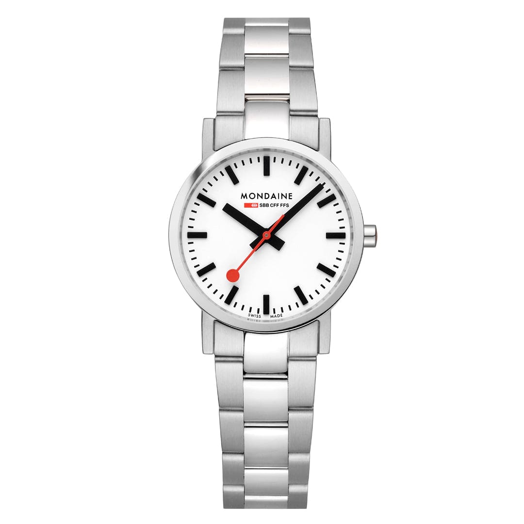 Mondaine Classic 30 mm White Dial Stainless Steel Watch A658.30323.11SBJ