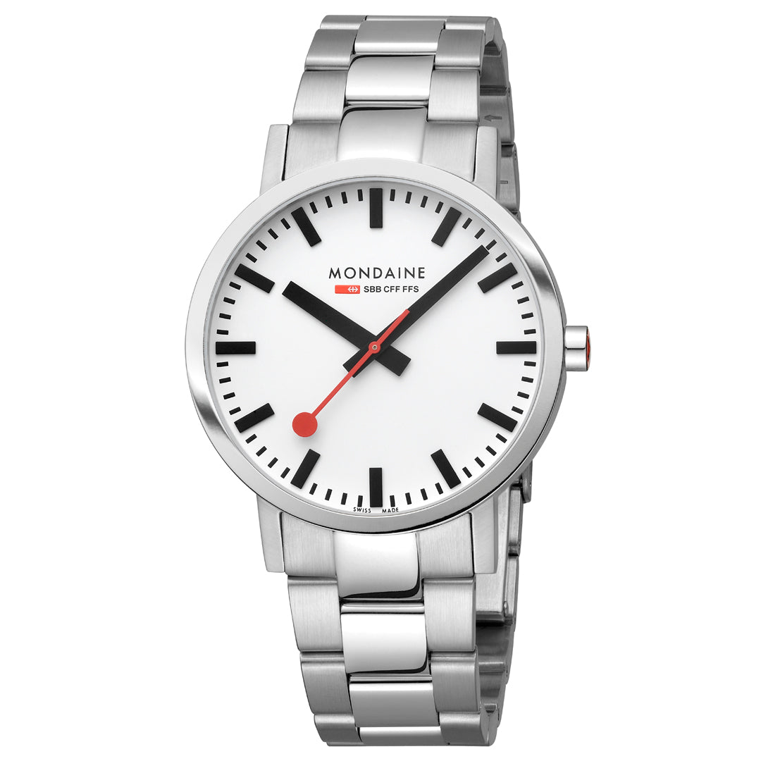 Mondaine Classic White Dial Stainless Steel Bracelet 40mm Watch A660.30360.11SBJ