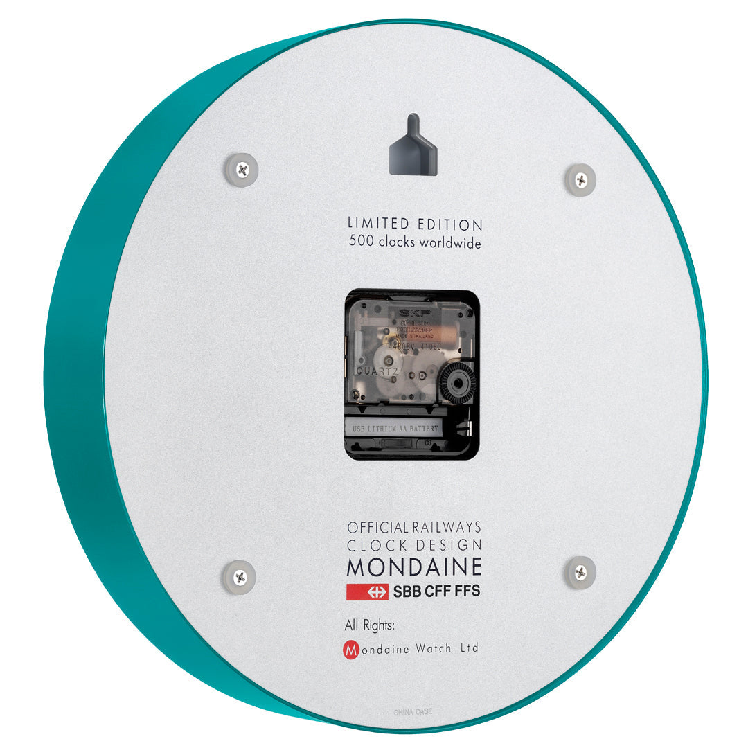 Mondaine Official Swiss Railways Teal Wall Clock 25cm A990.CLOCK.10SBD