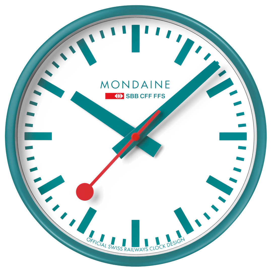 Mondaine Official Swiss Railways Teal Wall Clock 25cm A990.CLOCK.10SBD