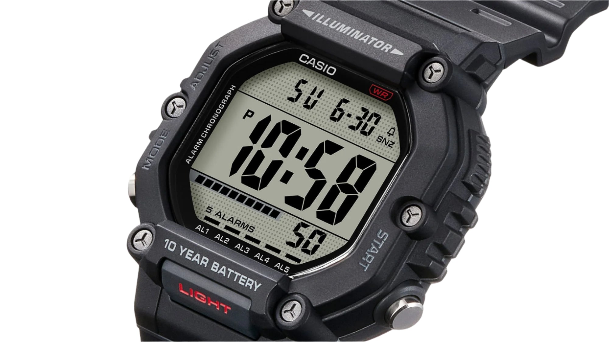Casio Digital Illuminator Grey Dial Black Resin Band Watch AE1600H-1A