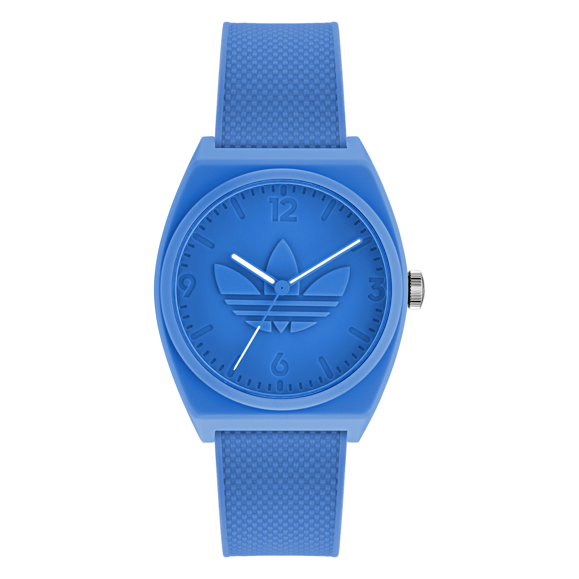 Blue Adidas wristwatch with a sporty silicone band.