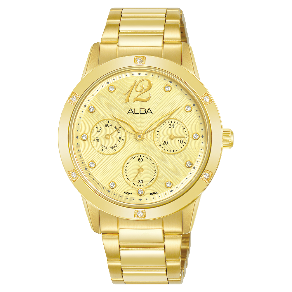 Alba Fashion Analogue Stainless Steel Gold Dial Watch AP6710X Watch Direct