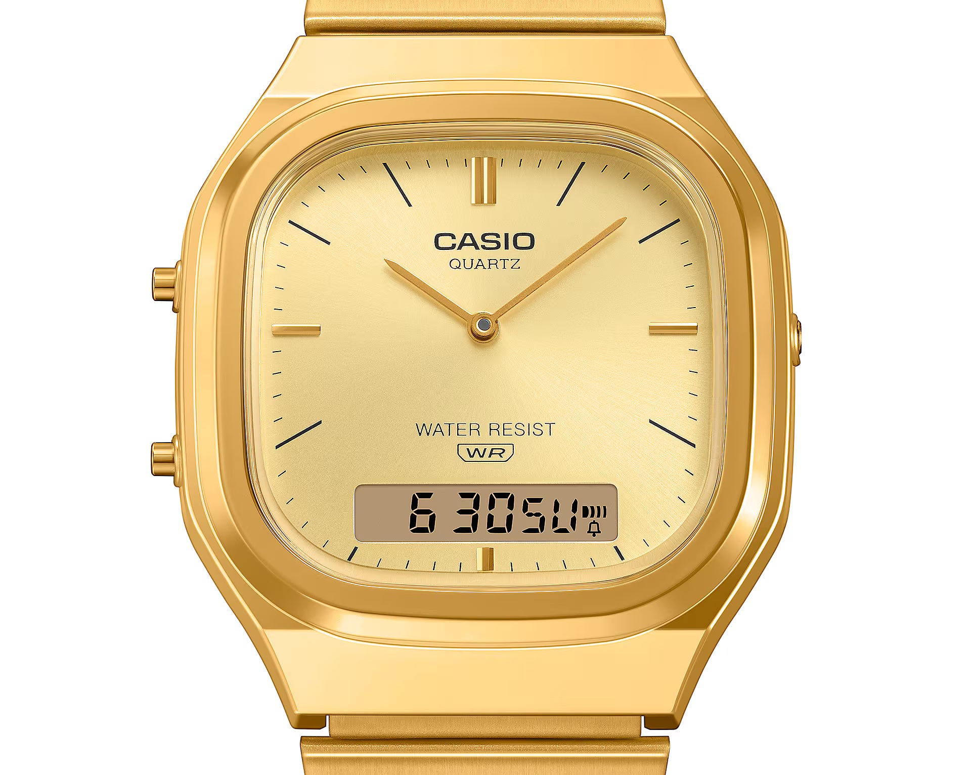 Casio Vintage Rectangular Gold Stainless Steel Band and Dial Watch AQ240EG-9A