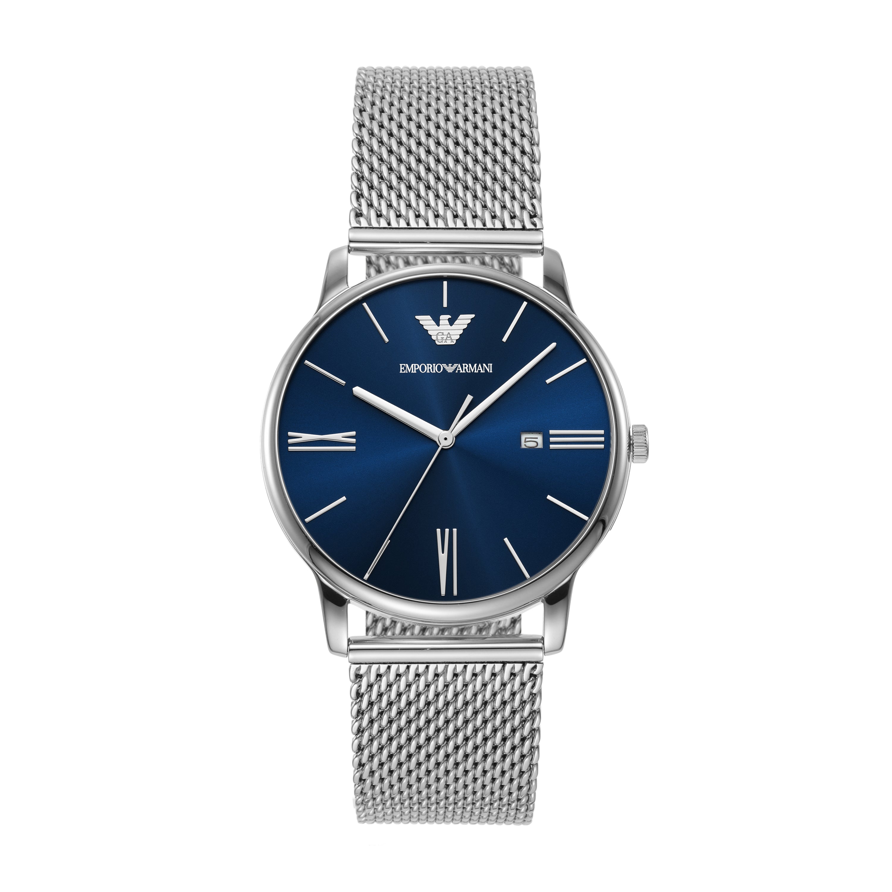 Emporio Armani Blue Sunray Dial Stainless Steel Men s Watch AR11571 Watch Direct