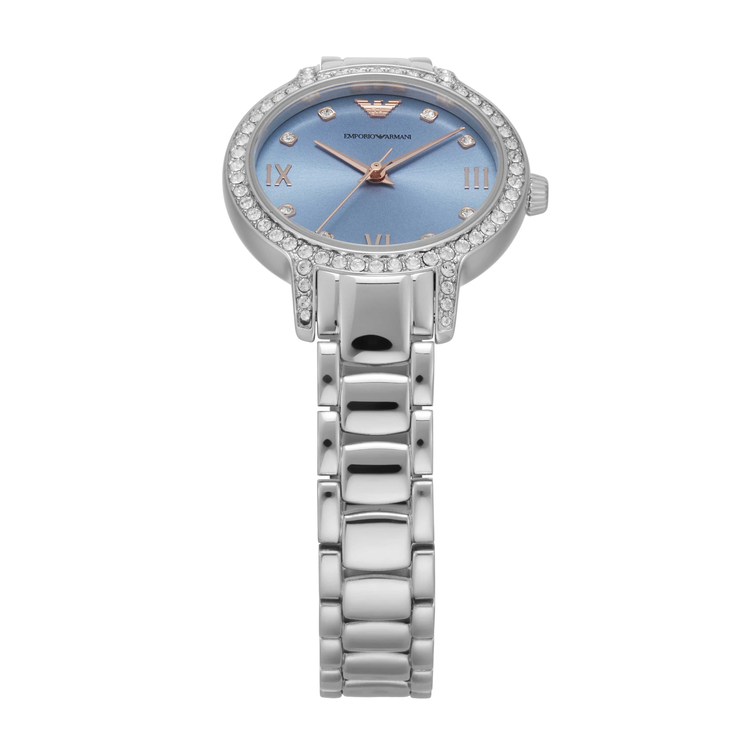 Armani Three-Hand Silver Stainless Steel Blue Dial Watch AR11585