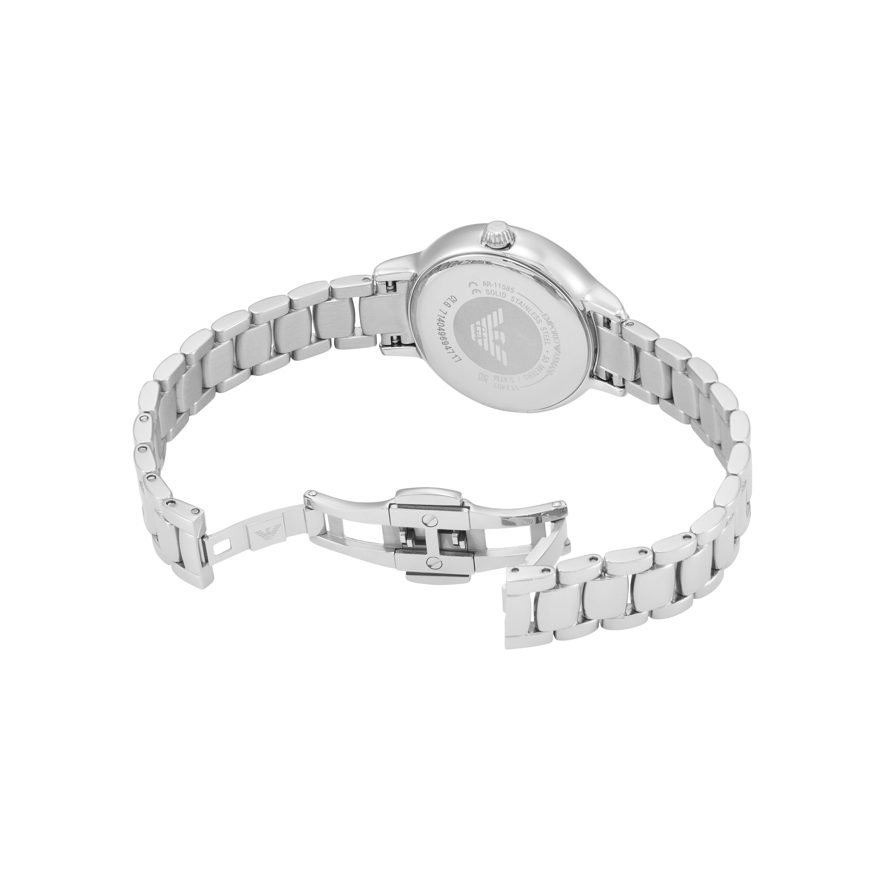 Armani Three-Hand Silver Stainless Steel Blue Dial Watch AR11585