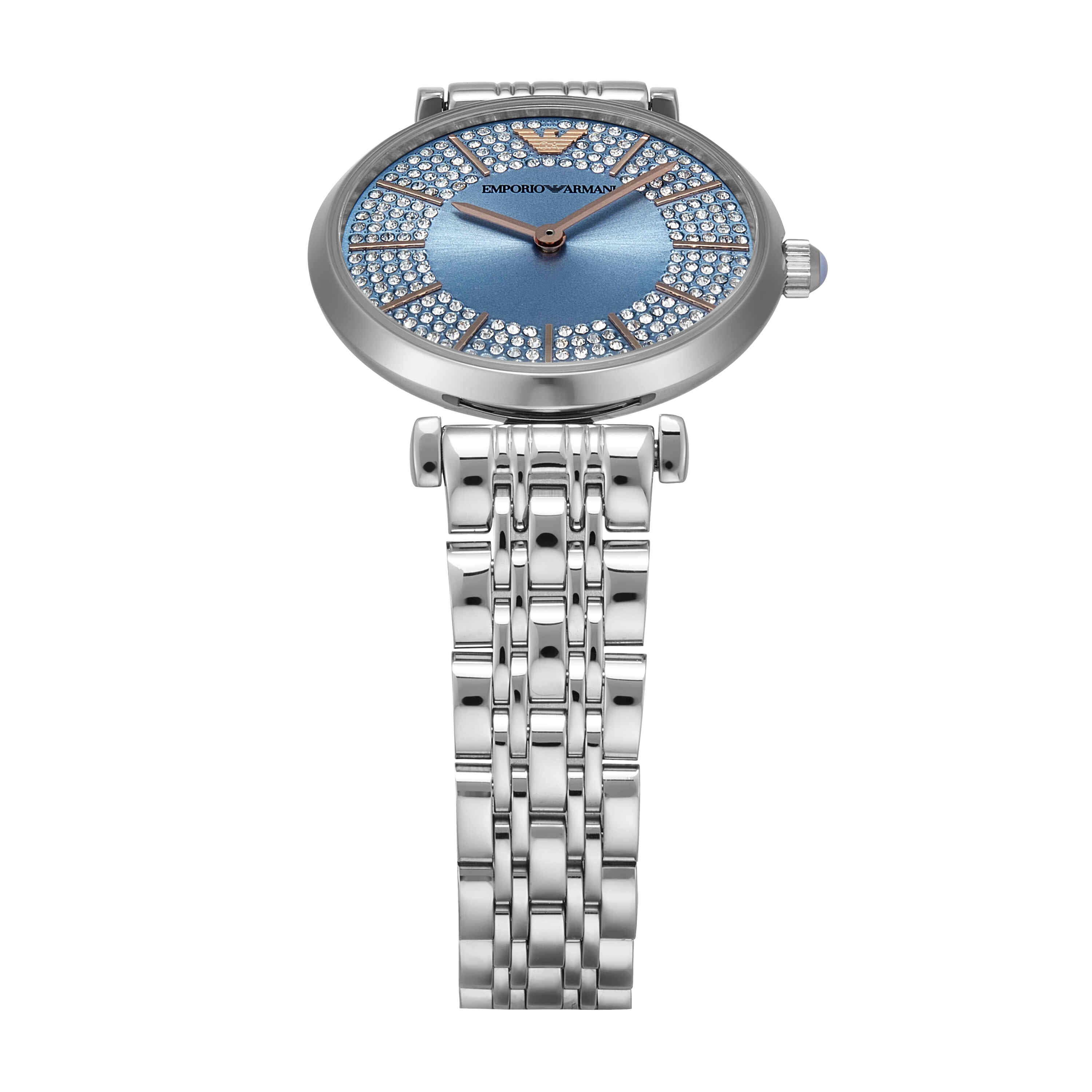 Armani Three-Hand Silver Stainless Steel Blue Dial Watch AR11594