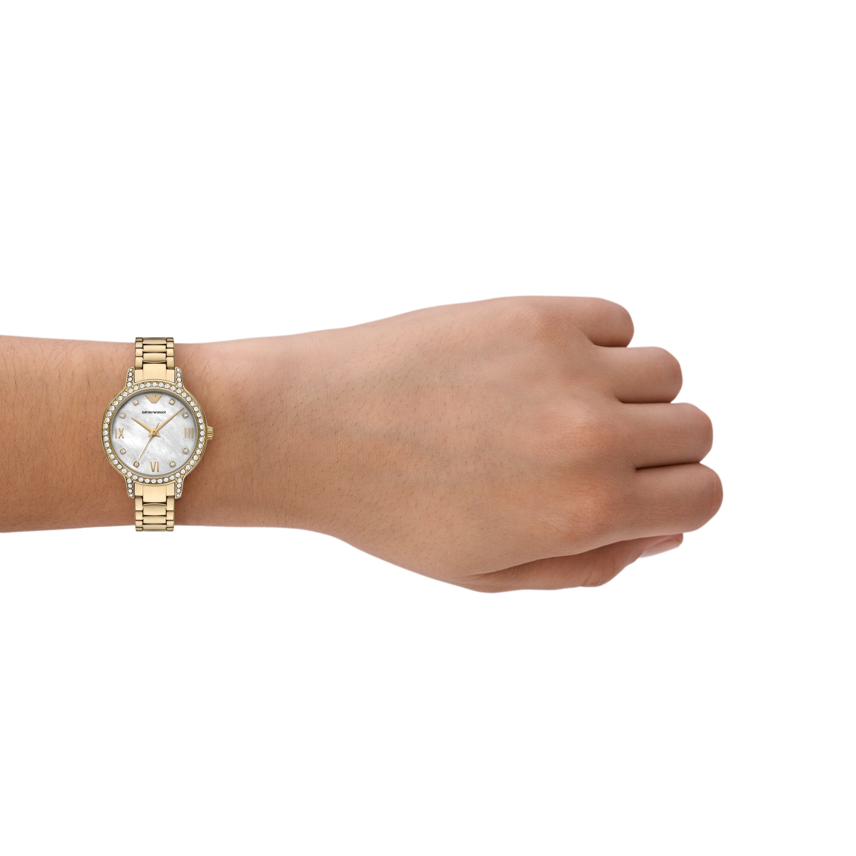 Armani Gold Tone Stainless Steel Mother of Pearl Dial Watch AR11652