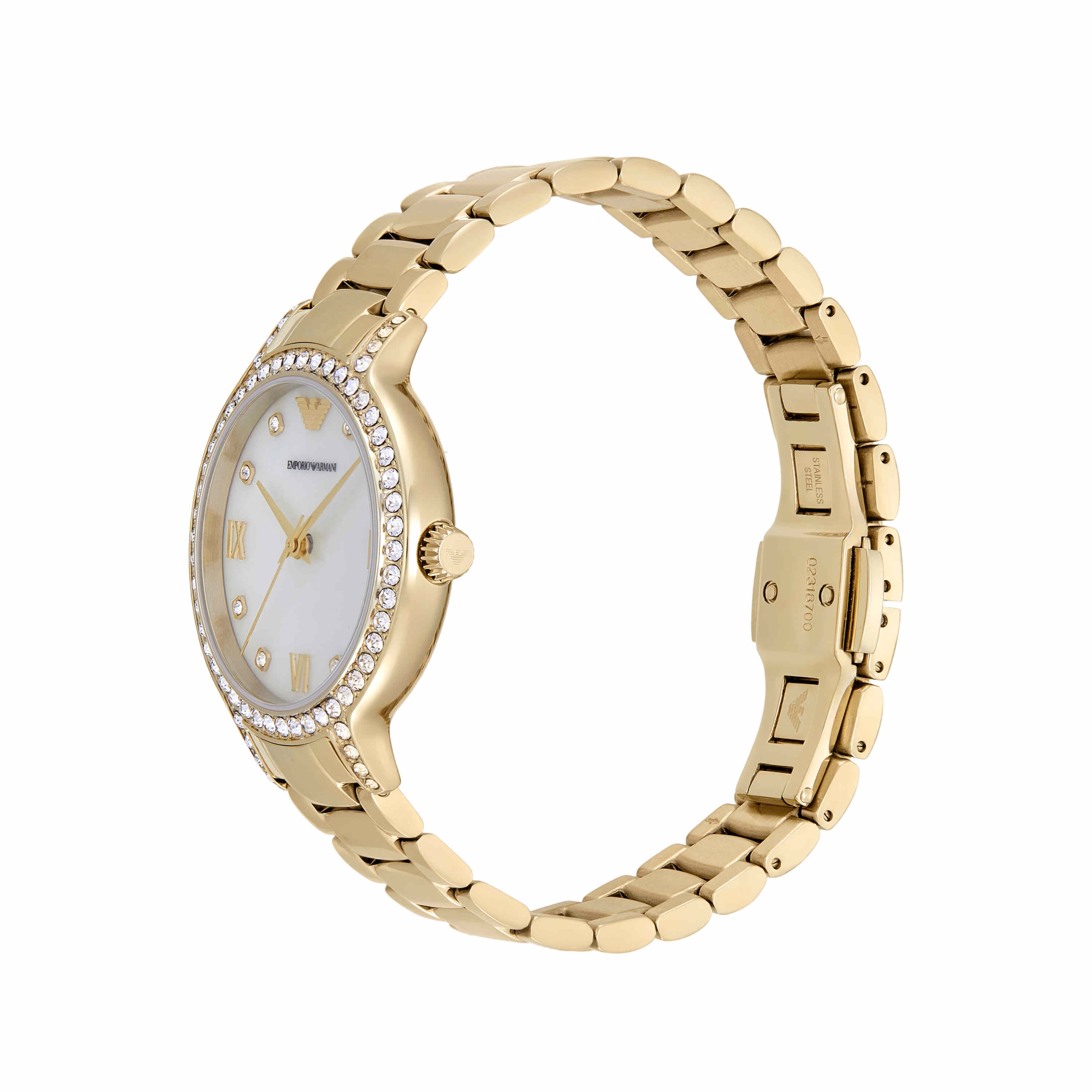 Armani Gold Tone Stainless Steel Mother of Pearl Dial Watch AR11652
