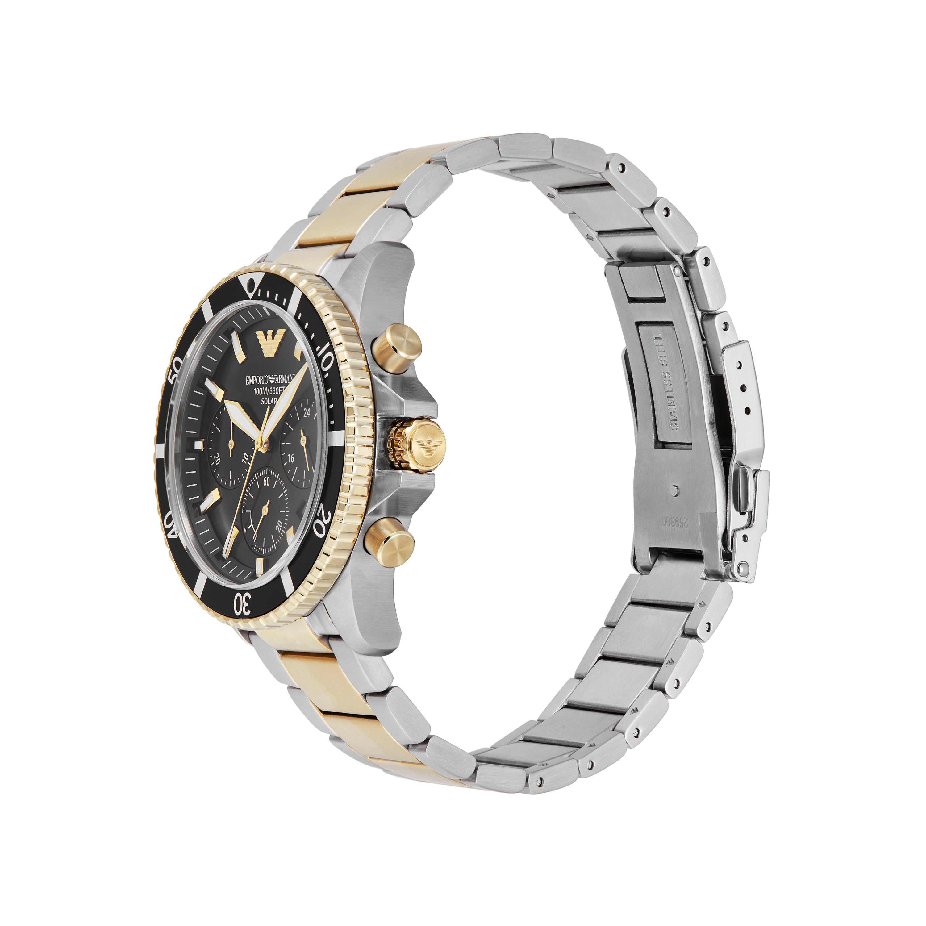 Emporio Armani World Explorer Solar Black Dial Stainless Steel Watch AR11680