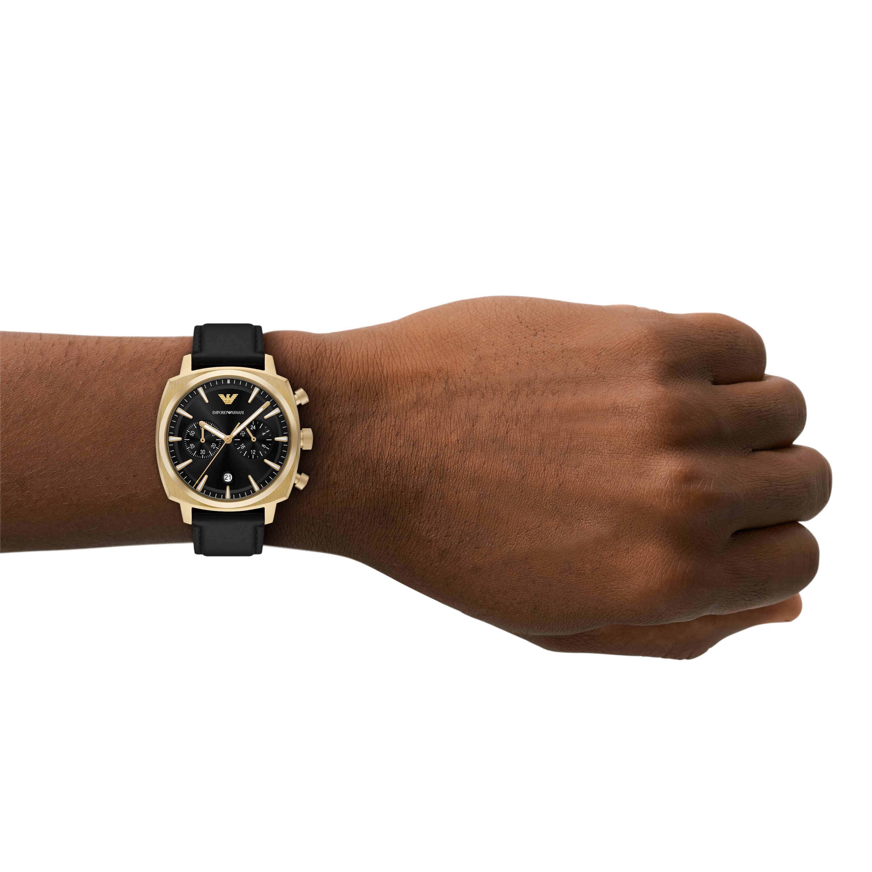 Armani Chronograph Black Leather Watch AR11690