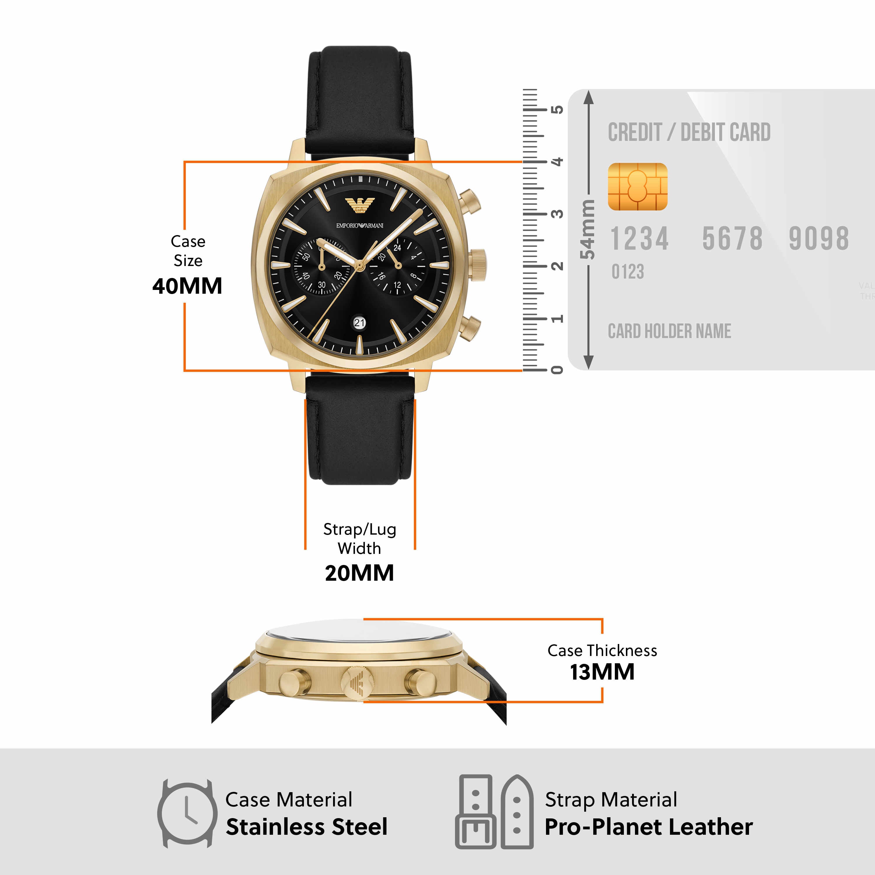 Armani Chronograph Black Leather Watch AR11690