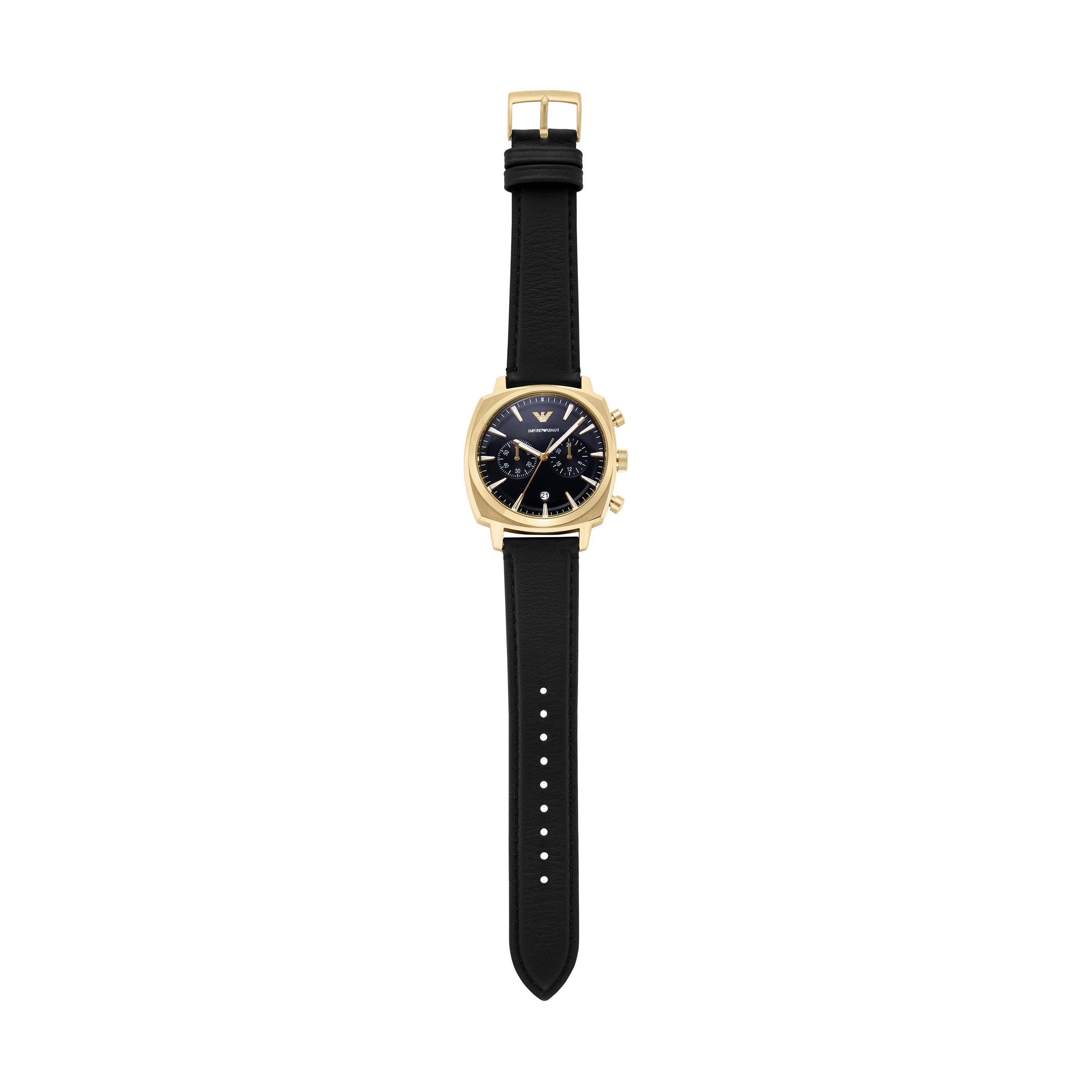 Armani Chronograph Black Leather Watch AR11690